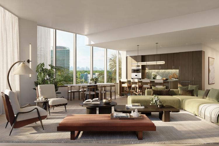 Rendering of THE WELL Coconut Grove Residence Living Room